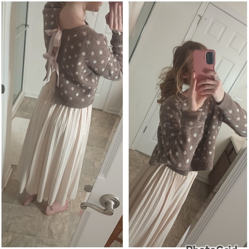 Francesca's Collection's Sweater & Blush Pleated  Skirt
